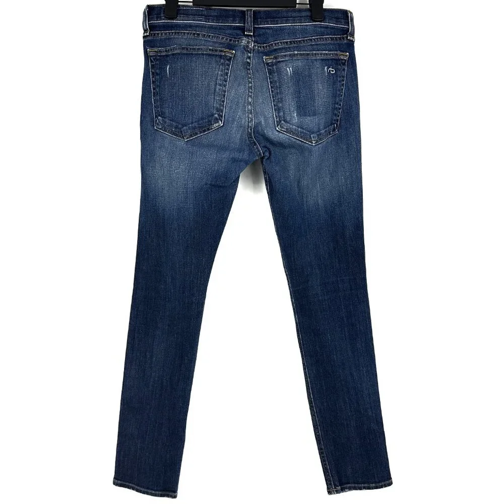 Rag & Bone Dre Low-Rise Slim Boyfriend Jeans Phoenix‎ Distressed Wash Size 25